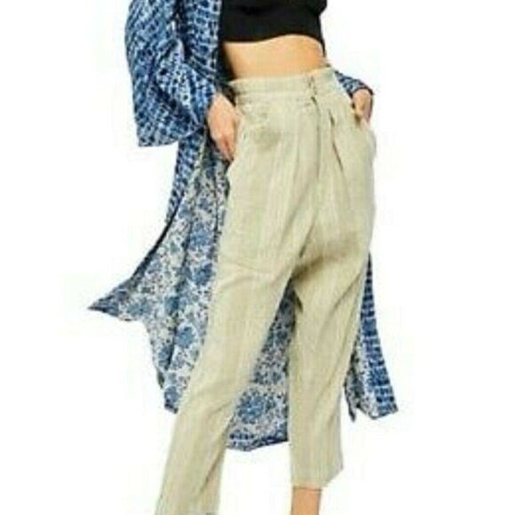 Free People Pants - Free People Semi Sweet Cropped Pants In Sage Combo